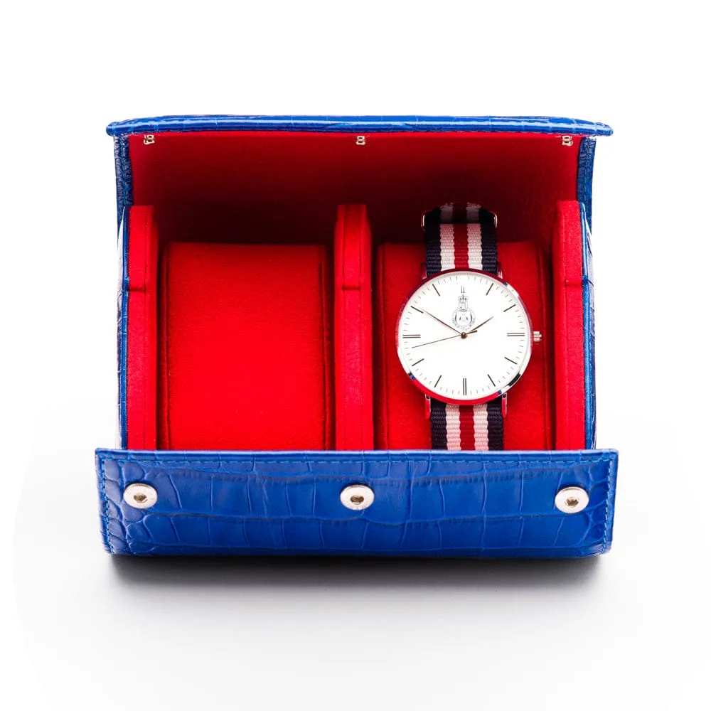 Double Watch Roll - Cobalt Croc