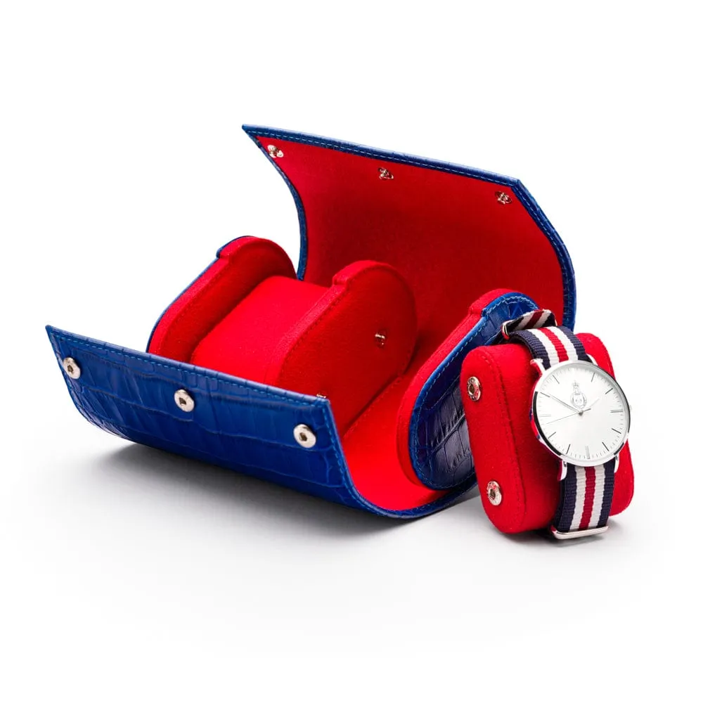 Double Watch Roll - Cobalt Croc