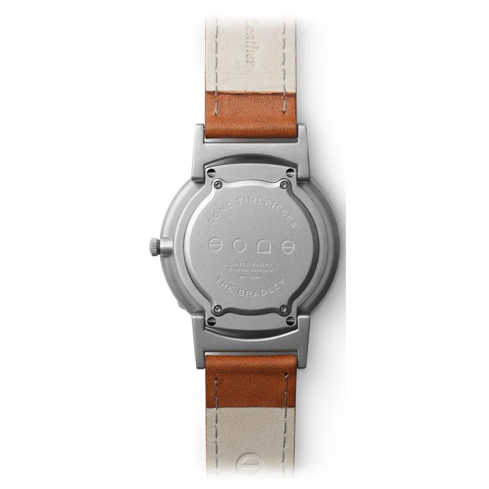 Eone Mens Bradley Voyager Stainless Steel Case Brown Leather Strap Silver Watch - BR-VO