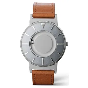 Eone Mens Bradley Voyager Stainless Steel Case Brown Leather Strap Silver Watch - BR-VO