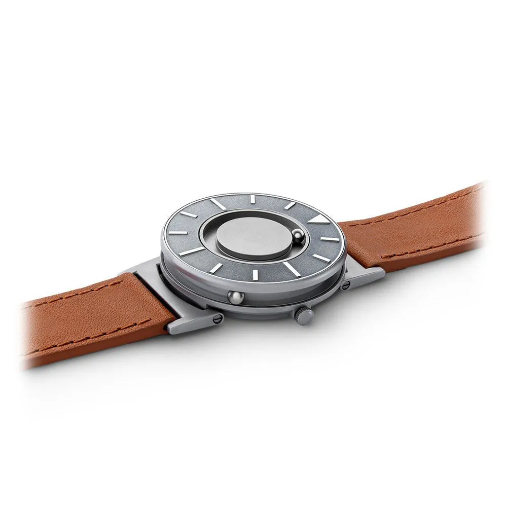Eone Mens Bradley Voyager Stainless Steel Case Brown Leather Strap Silver Watch - BR-VO