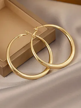 European And American Style Metallic Personalized Circle Design Earrings
