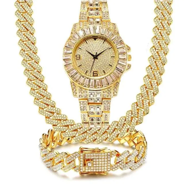Extravagant Hip Hop Men's Bling Bling Gemstone Ornament Set