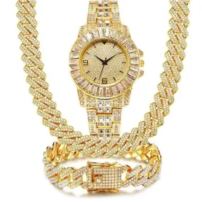 Extravagant Hip Hop Men's Bling Bling Gemstone Ornament Set