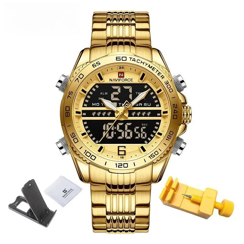 Fashion Design Mens Watch Analog Digital Quartz Chronograph Sport Waterproof Wristwatch