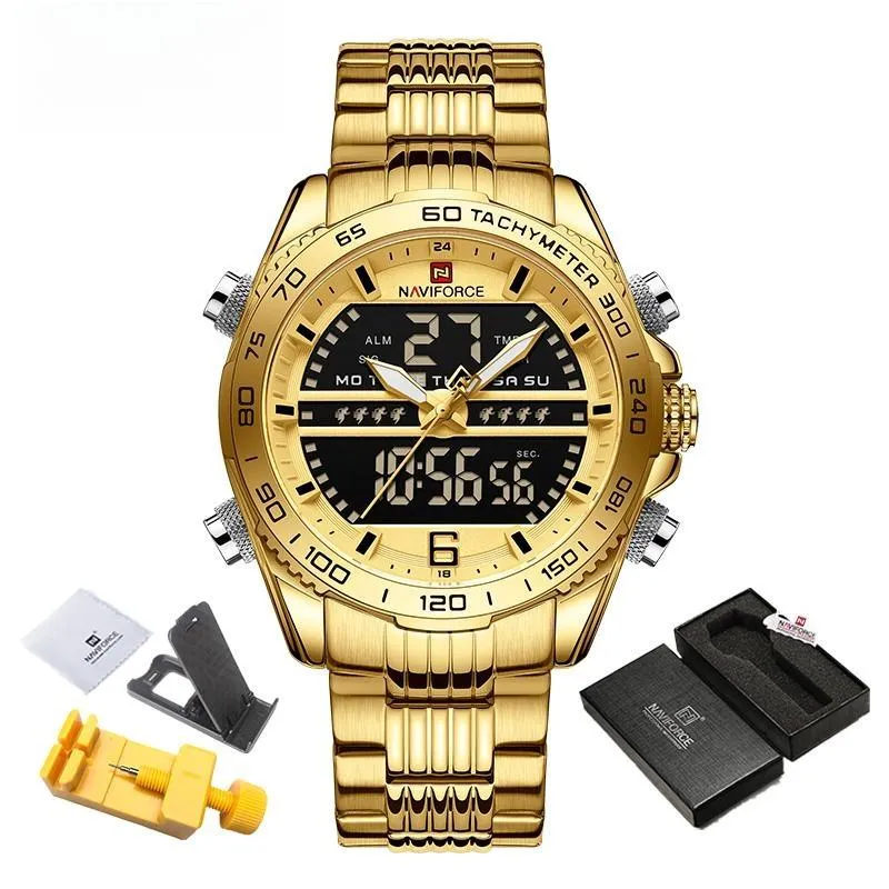 Fashion Design Mens Watch Analog Digital Quartz Chronograph Sport Waterproof Wristwatch