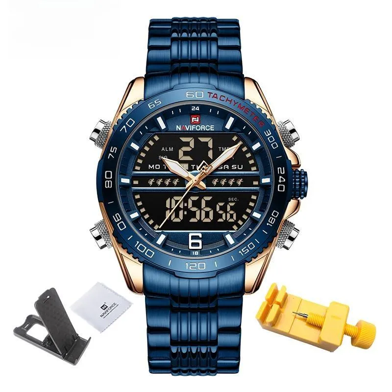 Fashion Design Mens Watch Analog Digital Quartz Chronograph Sport Waterproof Wristwatch