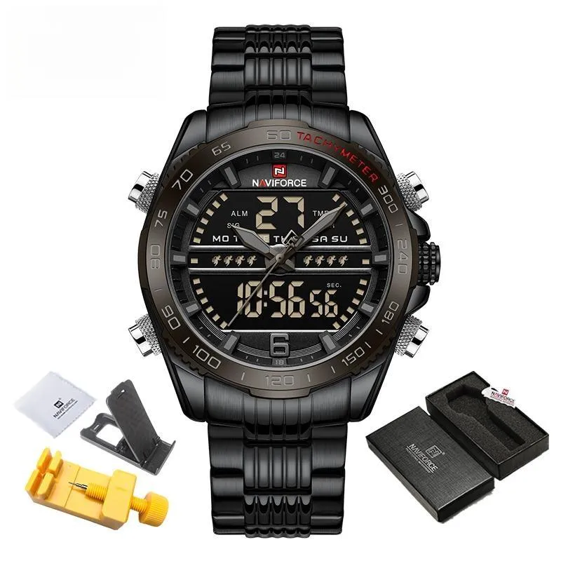 Fashion Design Mens Watch Analog Digital Quartz Chronograph Sport Waterproof Wristwatch
