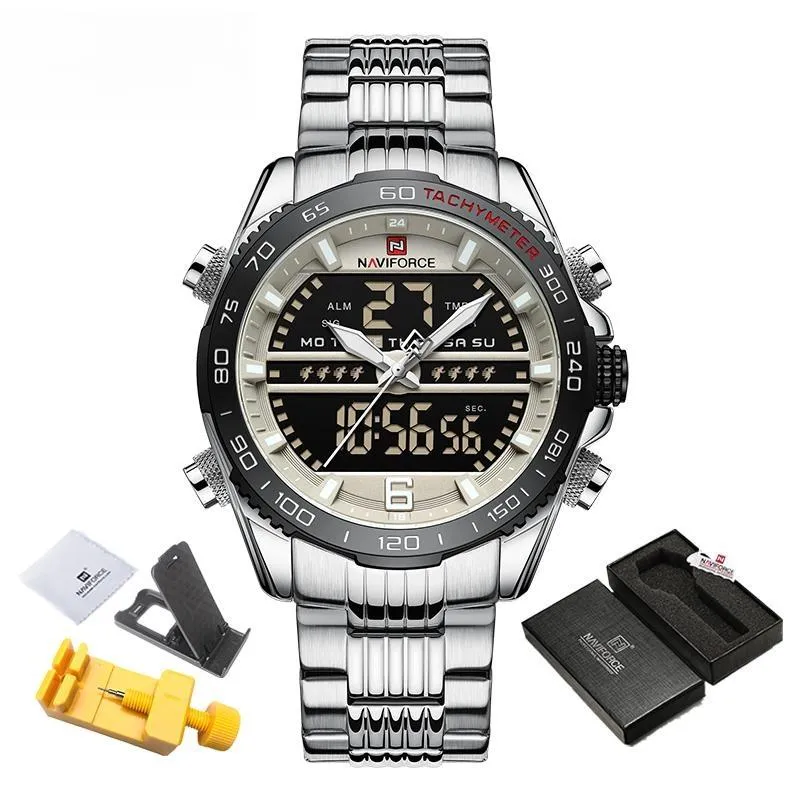 Fashion Design Mens Watch Analog Digital Quartz Chronograph Sport Waterproof Wristwatch