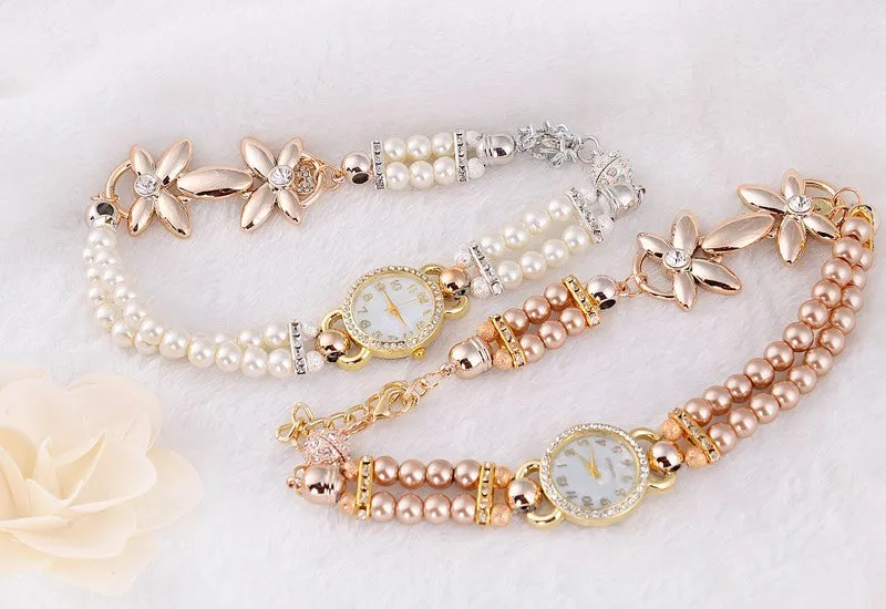Fashion Luxury Pearl Bracelet Quartz Watches Women Casual Watch Women Wristwatches