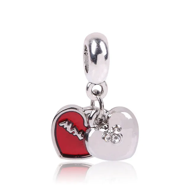 Fashion Perles Jewelry Silver Color Cute Mickey car Mom Bead Bijoux Beads Fit Diy Pandora Charms Bracelet Wholesale diy Beads