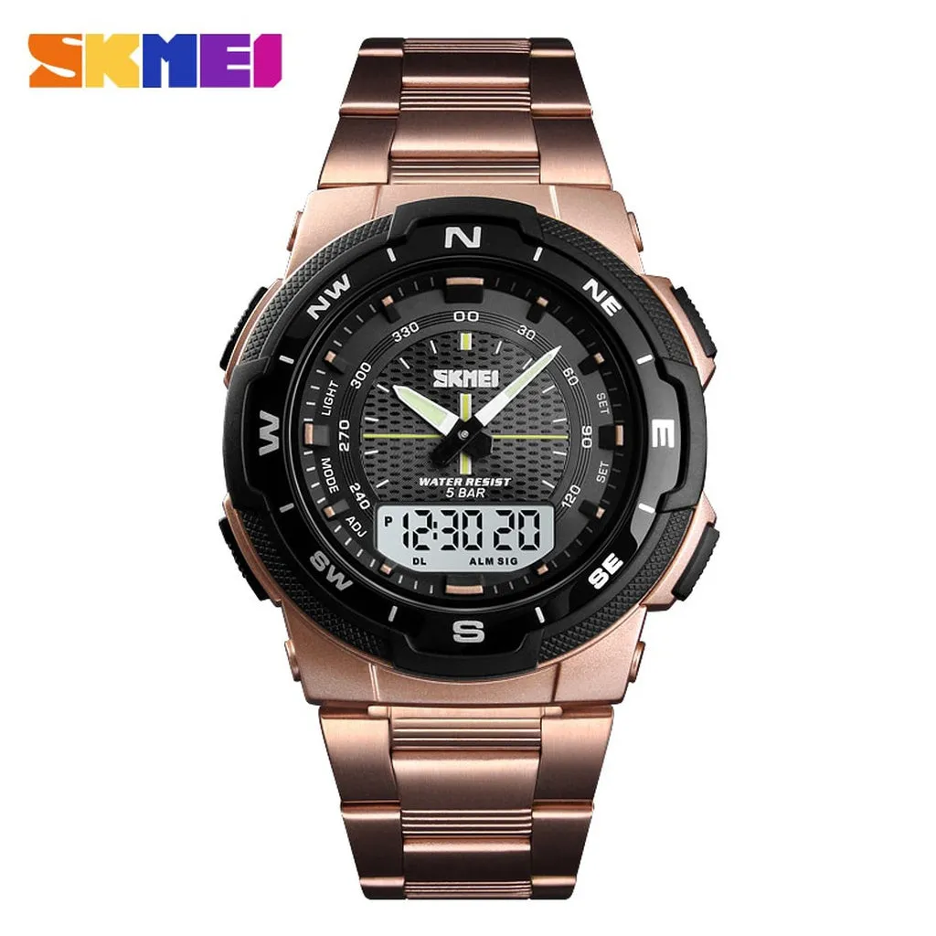 Fashion SKMEI Brand Outdoor Sport Watch Men 50m Waterproof Digital Quartz Dual Time Military Sports Watches Climbing Swim Clock
