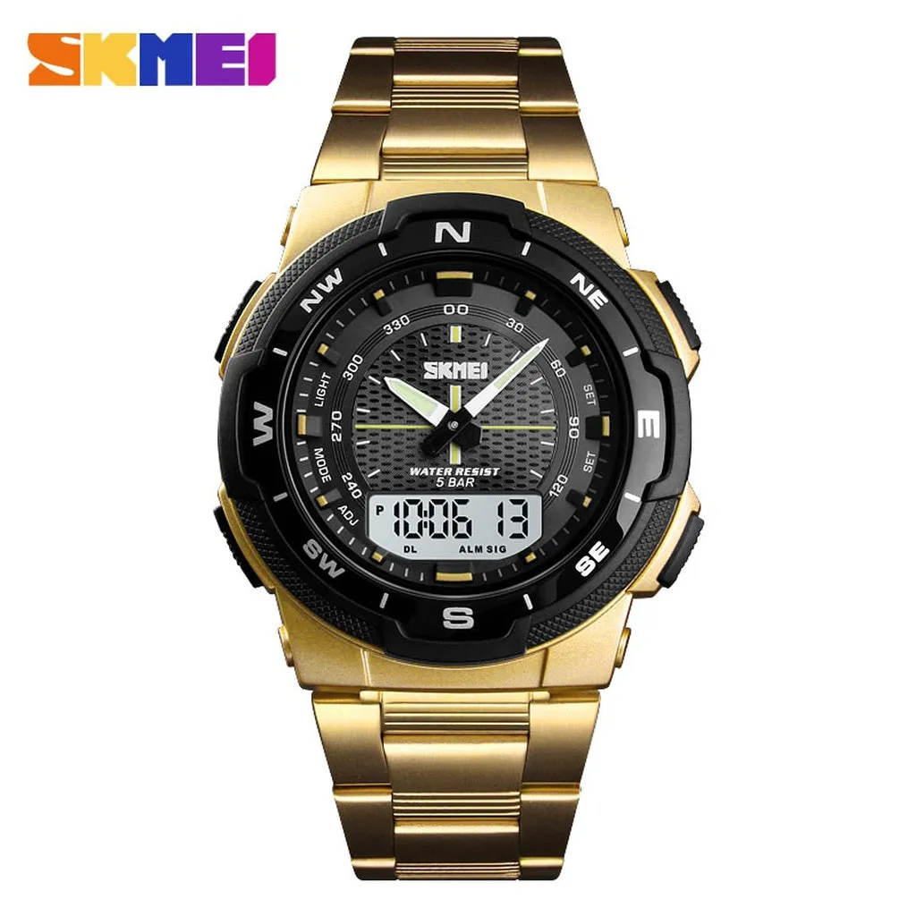 Fashion SKMEI Brand Outdoor Sport Watch Men 50m Waterproof Digital Quartz Dual Time Military Sports Watches Climbing Swim Clock