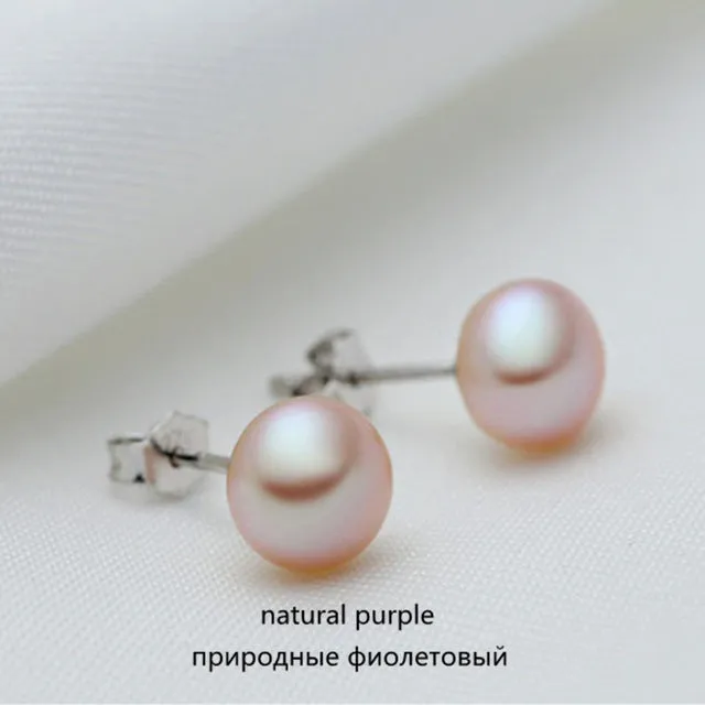 fine pearl jewelry  natural freshwater pearl stud  earrings,8-9mm ffreshwater wedding party  gift for women girl  [E10053]