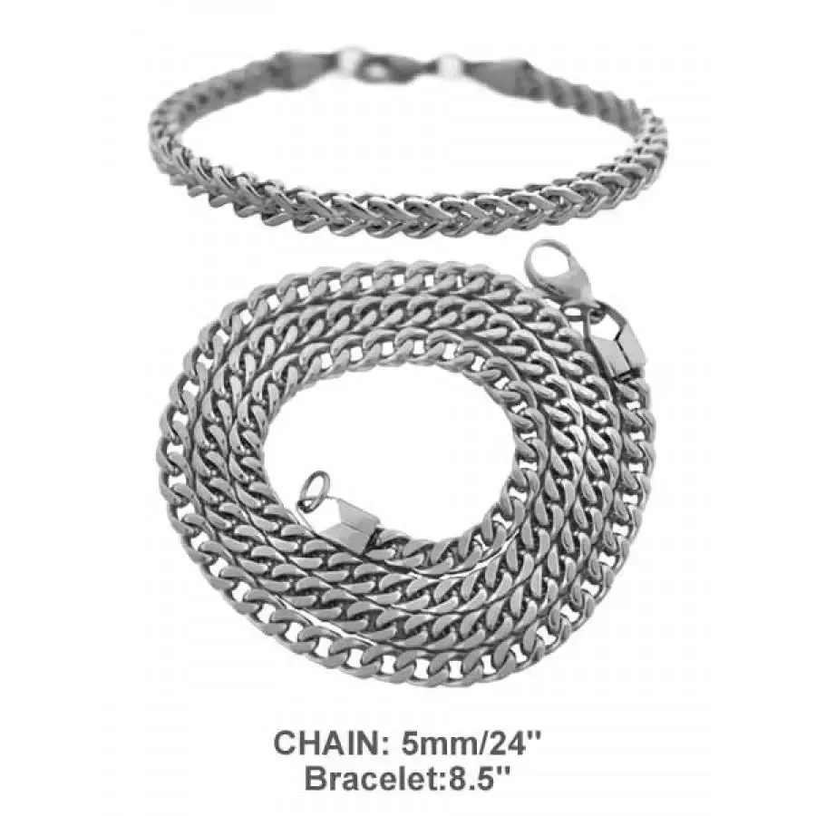 Gleaming 5MM Solid Steel Franco Chain by Bling Master
