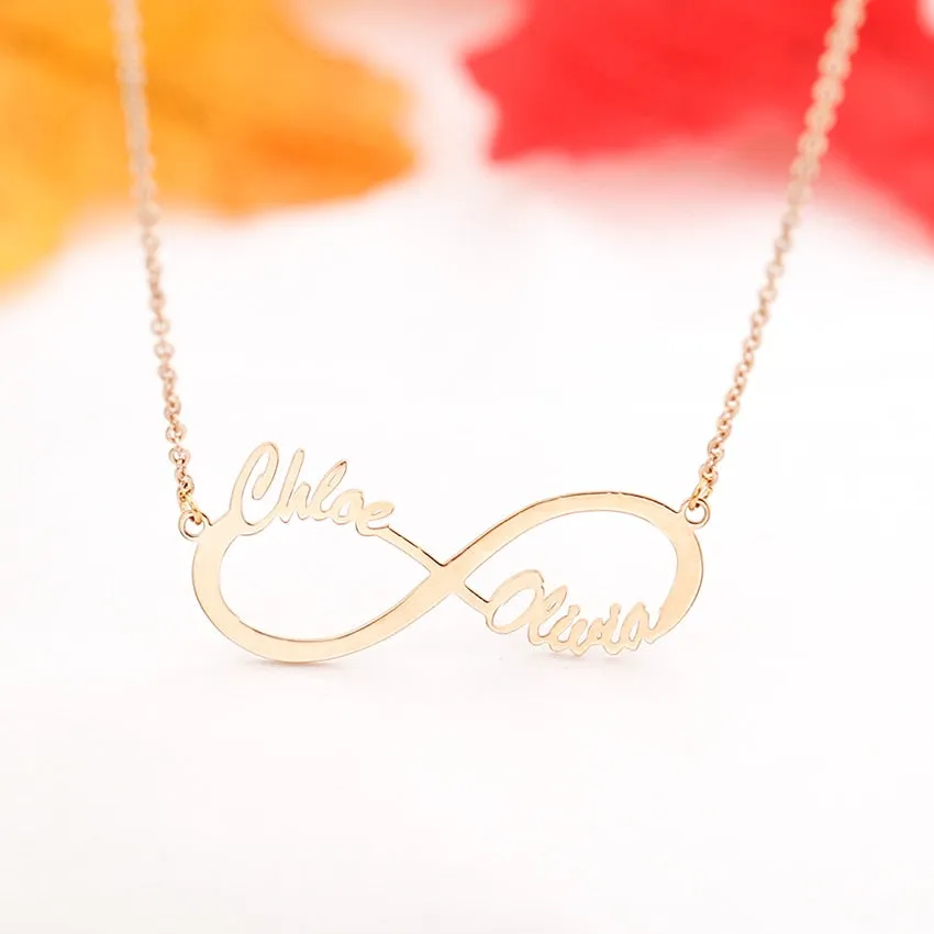 Gold Color Personalized Infinity Name Necklace
