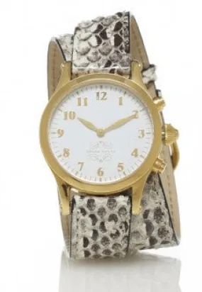 Gold Round Watch with Double Wrap Strap