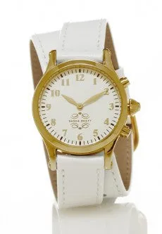 Gold Round Watch with Double Wrap Strap