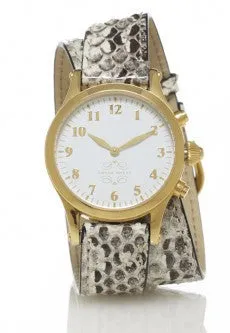 Gold Round Watch with Double Wrap Strap