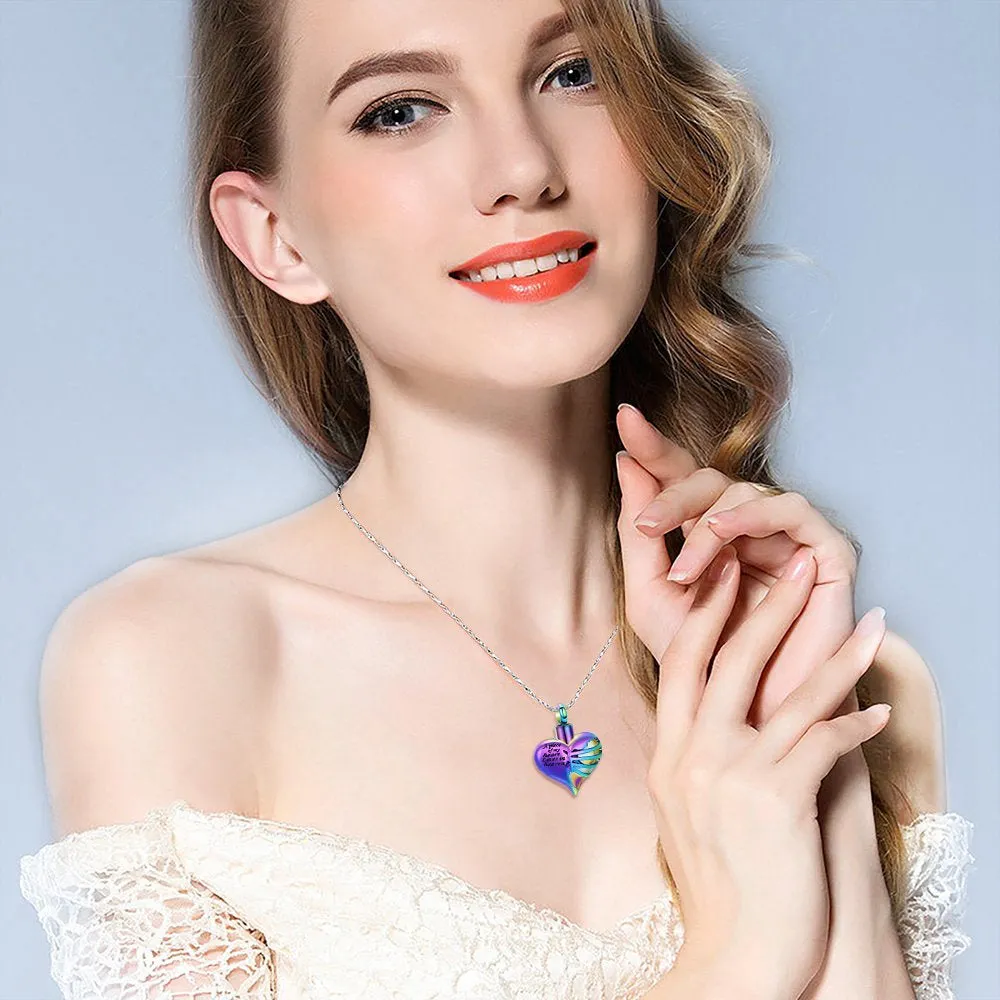Heart Urn Necklace for Ashes Women Men Cremation Jewelry for Ashes Cremation Necklace In Memory of Grandpa Grandma Dad Mom Uncle Aunt Brother Sister Daughter Son