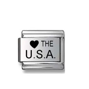 I Love USA Italian Link Bracelet Charm