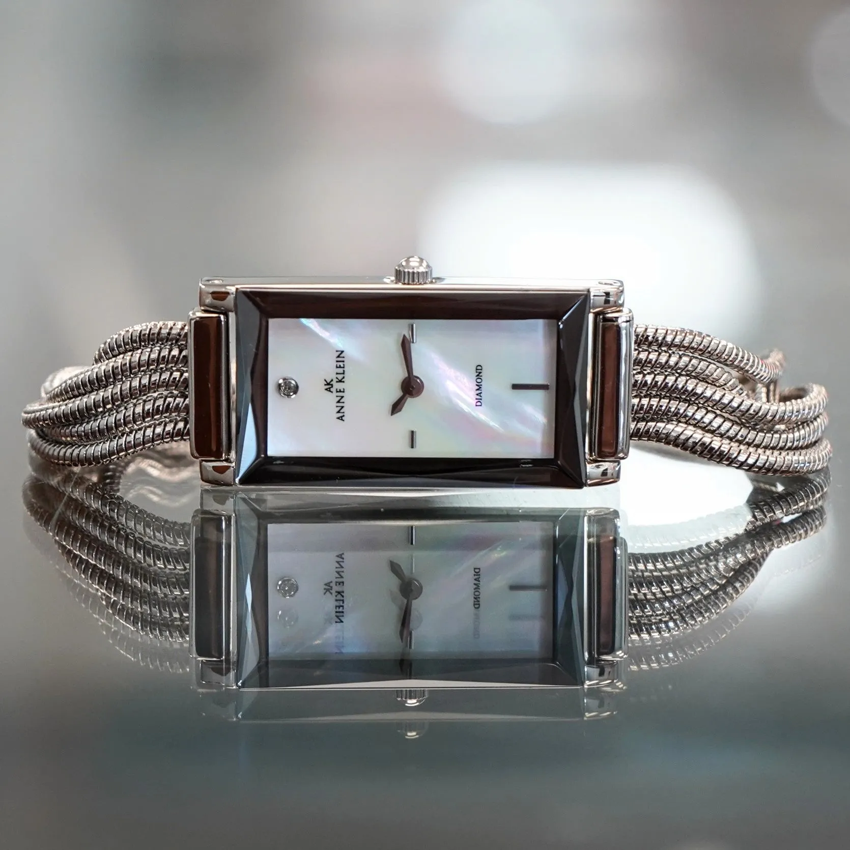 Ladies AK ANNE KLEIN Diamond Watch Multi Chain Bracelet Quartz Wristwatch - 10/8551VX00A