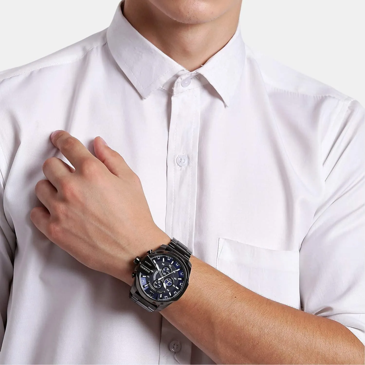 Men's Blue Stainless Steel Chronograph Watch DZ4329
