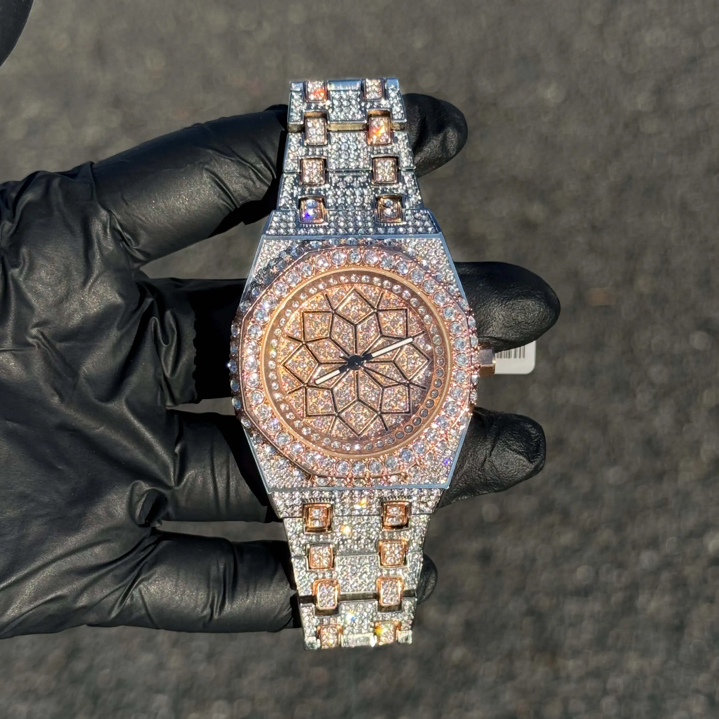 Men's Iced Out 43mm Octagon Shape Watch, Quartz Movement