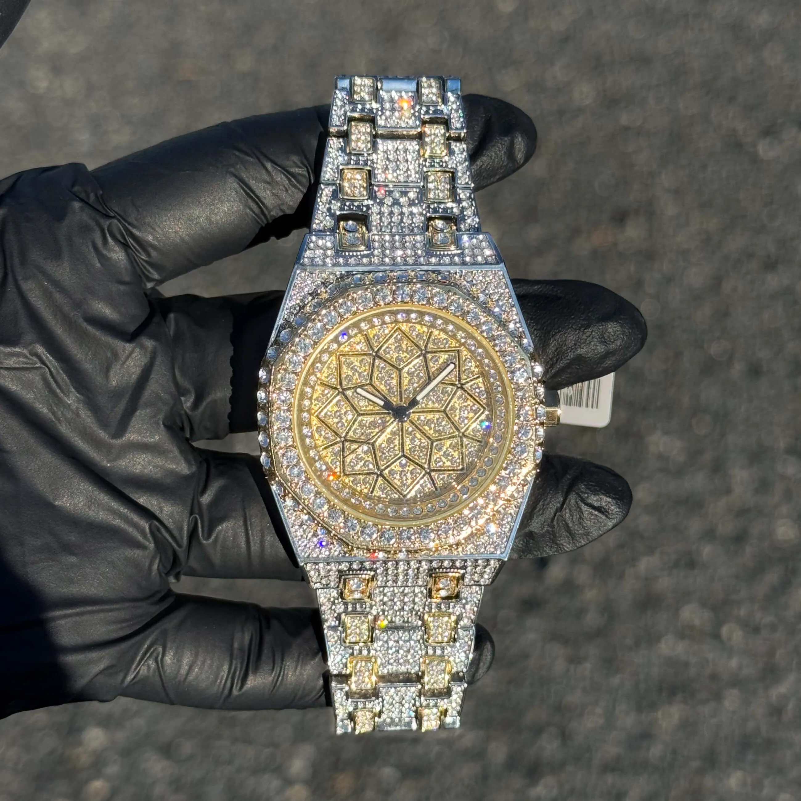 Men's Iced Out 43mm Octagon Shape Watch, Quartz Movement