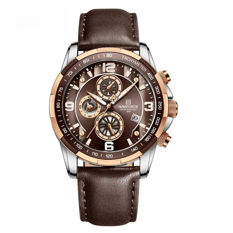 Men's Luxury Fashion Design Leather Men Watches Multifunction Quartz Male Watch