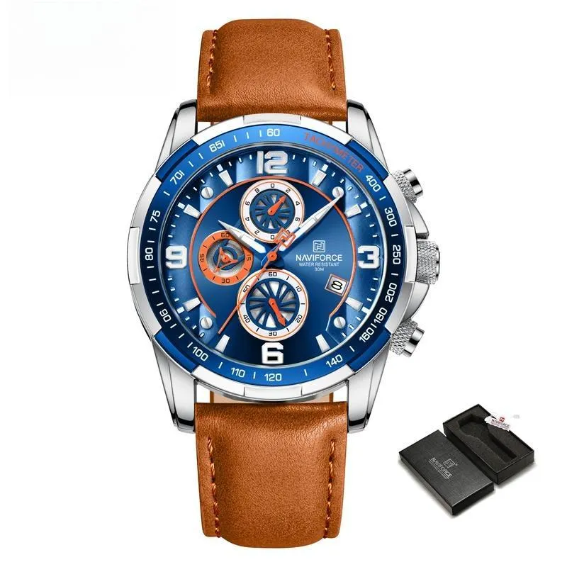 Men's Luxury Fashion Design Leather Men Watches Multifunction Quartz Male Watch