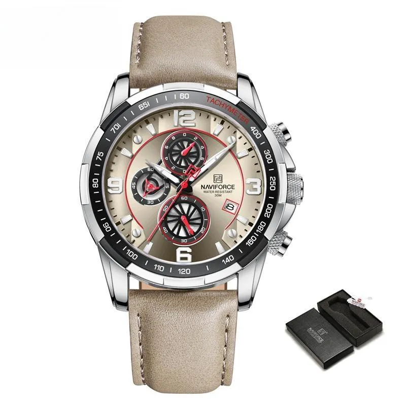 Men's Luxury Fashion Design Leather Men Watches Multifunction Quartz Male Watch