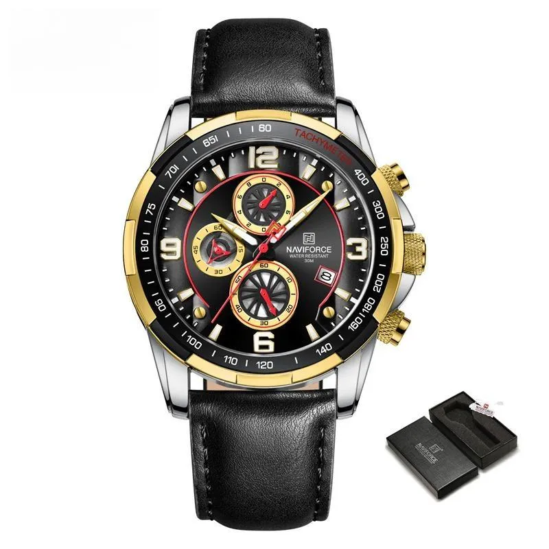 Men's Luxury Fashion Design Leather Men Watches Multifunction Quartz Male Watch