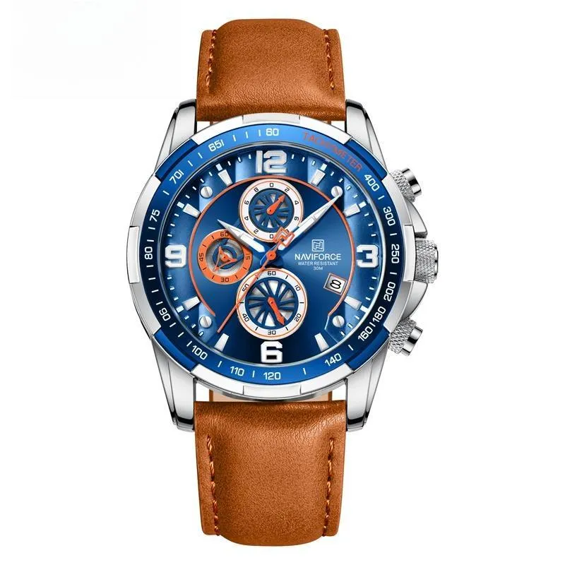 Men's Luxury Fashion Design Leather Men Watches Multifunction Quartz Male Watch
