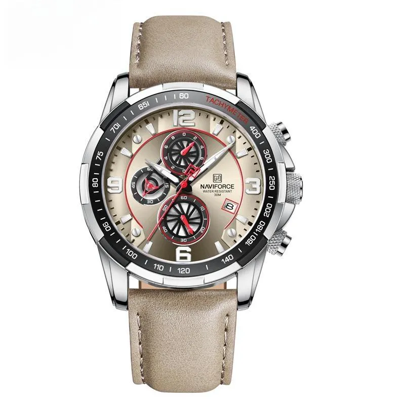 Men's Luxury Fashion Design Leather Men Watches Multifunction Quartz Male Watch
