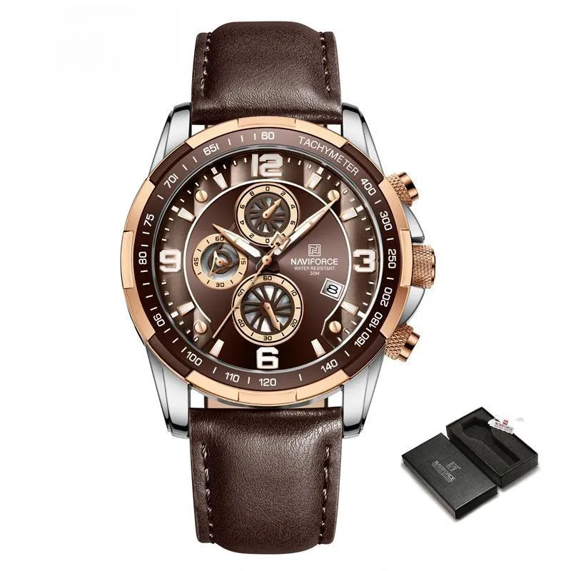 Men's Luxury Fashion Design Leather Men Watches Multifunction Quartz Male Watch