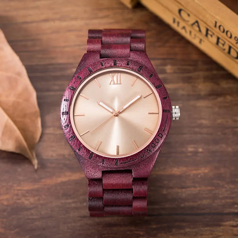 Men's Natural Walnut Zebra Wood Quartz Wooden Watch