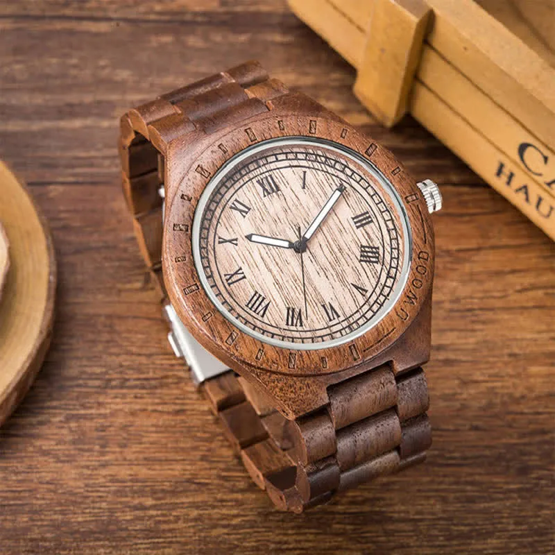 Men's Natural Walnut Zebra Wood Quartz Wooden Watch