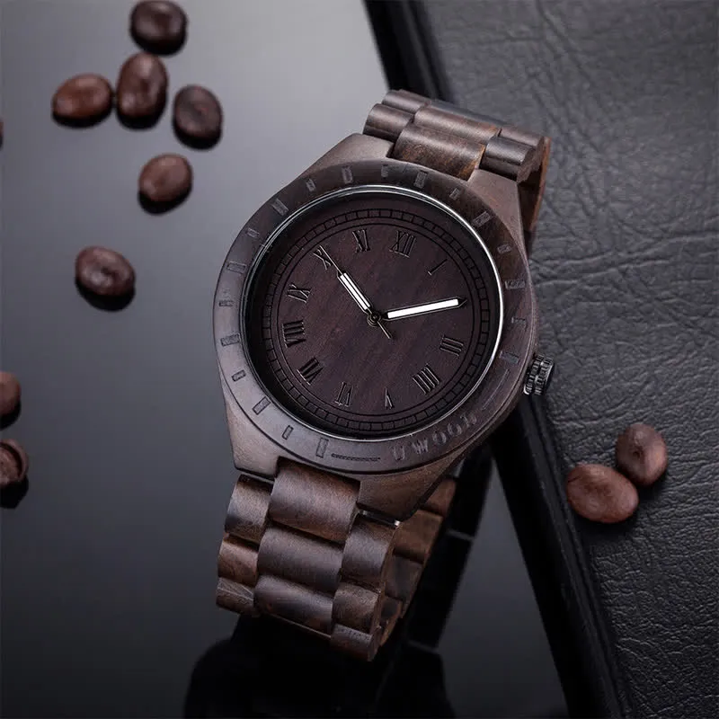Men's Natural Walnut Zebra Wood Quartz Wooden Watch