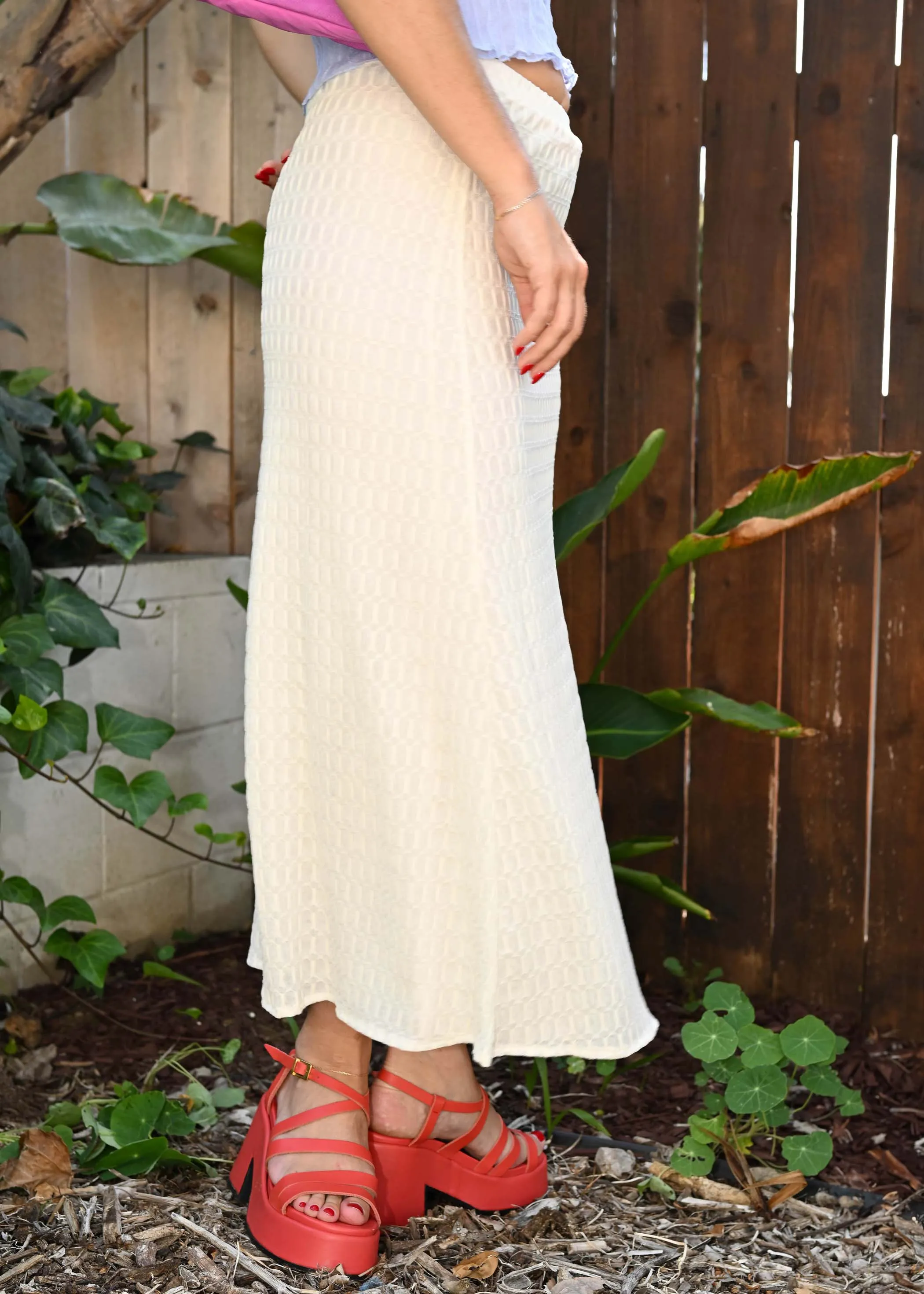 Mesh Midi Skirt - Antique White