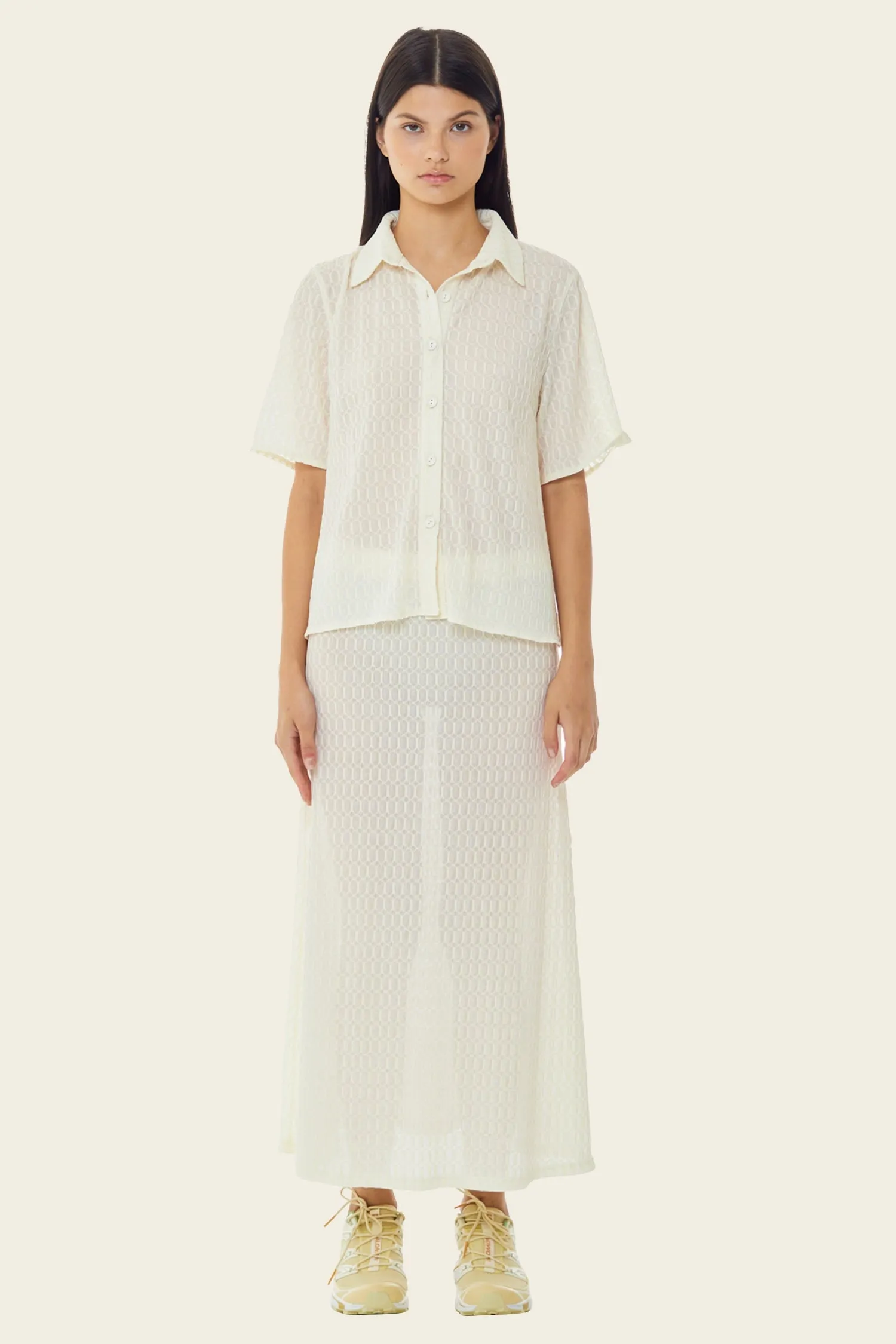 Mesh Midi Skirt - Antique White