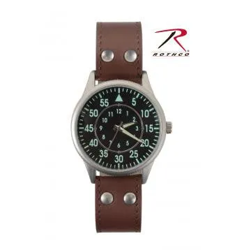 Military Style Watch With Leather Strap