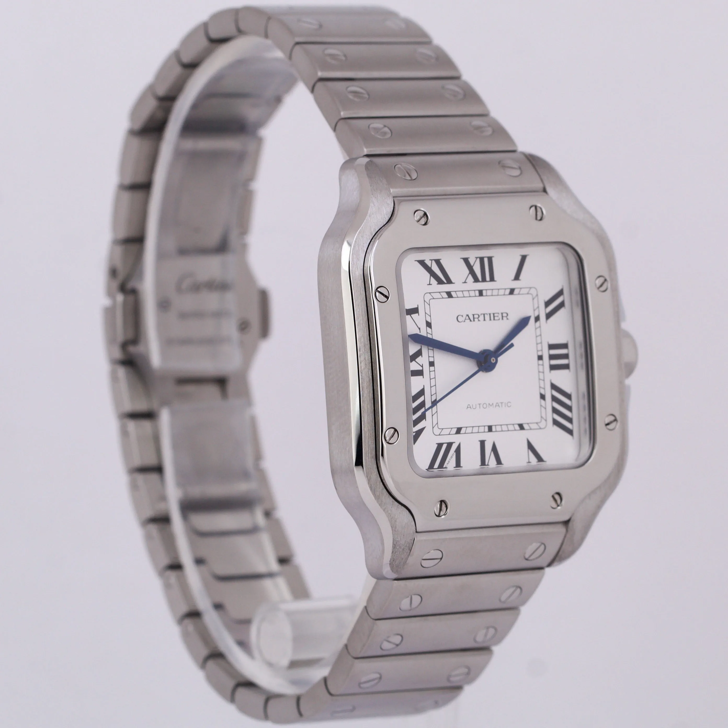 MINT 2023 PAPERS Cartier Santos Mid-Size 35mm Stainless White WSSA0029 4075 B P