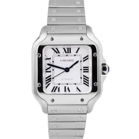 MINT 2023 PAPERS Cartier Santos Mid-Size 35mm Stainless White WSSA0029 4075 B P