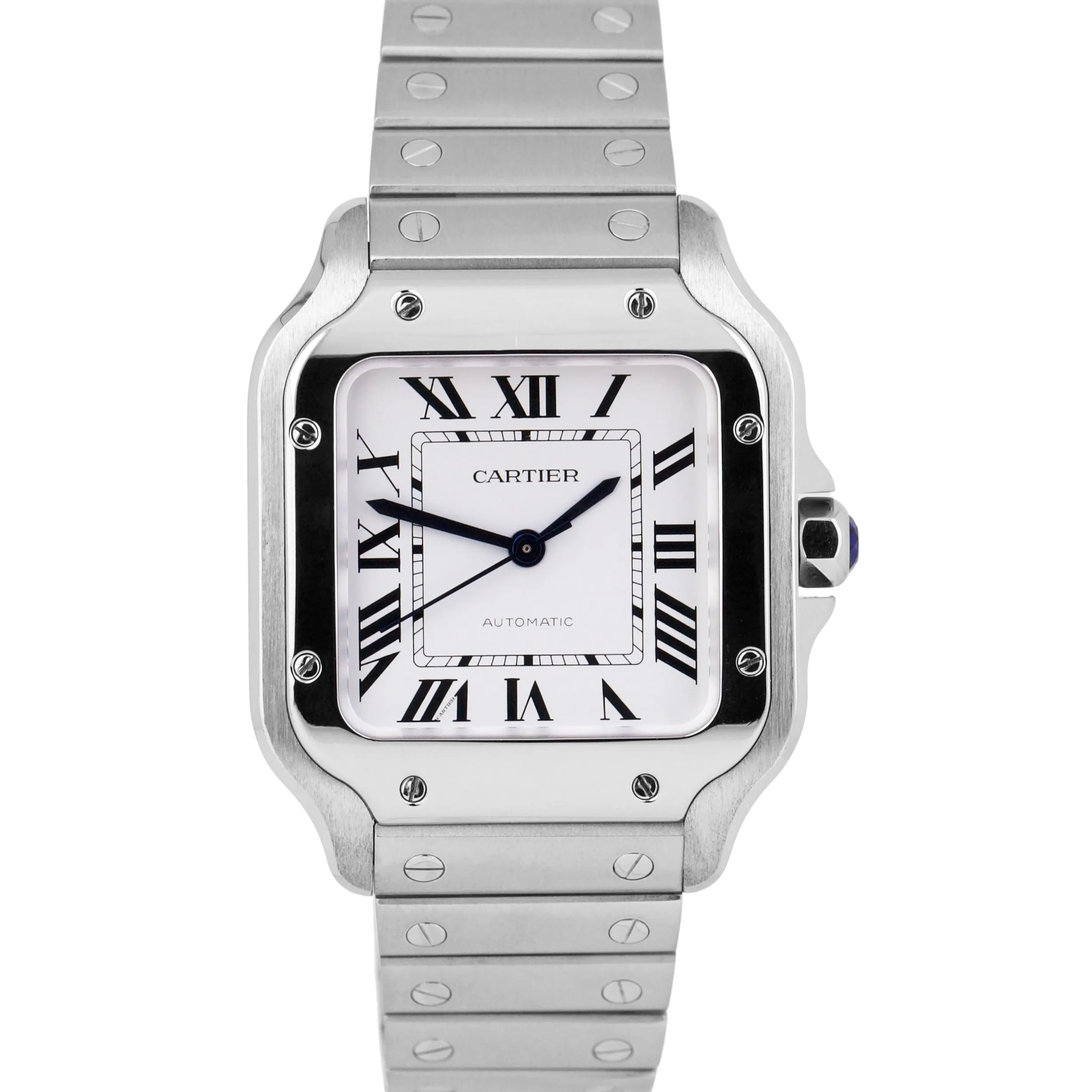 MINT 2023 PAPERS Cartier Santos Mid-Size 35mm Stainless White WSSA0029 4075 B P