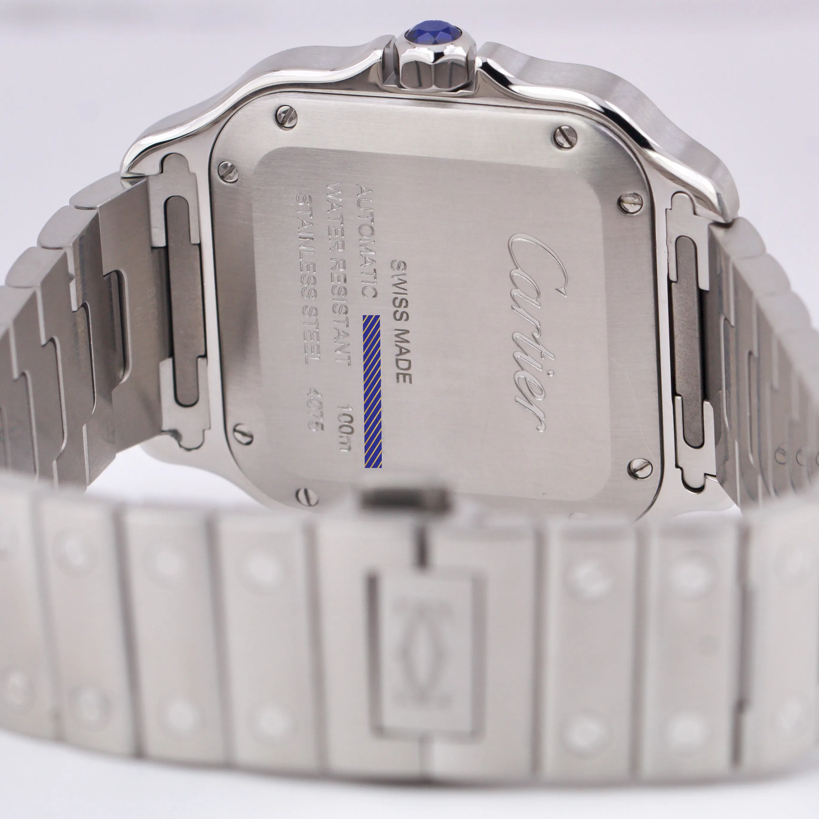 MINT 2023 PAPERS Cartier Santos Mid-Size 35mm Stainless White WSSA0029 4075 B P