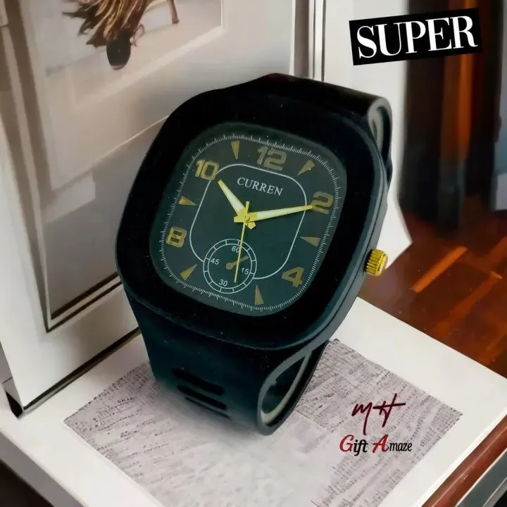 Most Demanding Square Shape Rubber Strap Watch