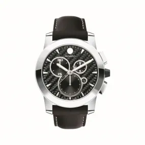 Movado Vizio with Black carbon Fiber Dial and Leather Strap. 0607379