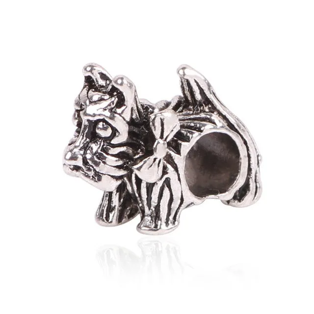 New Free Shipping 1Pcs Silver Color Bead Charm European Silver Bow Dog Cartoon Charm Pendant Bead Fit Pandora Bracelet Gift