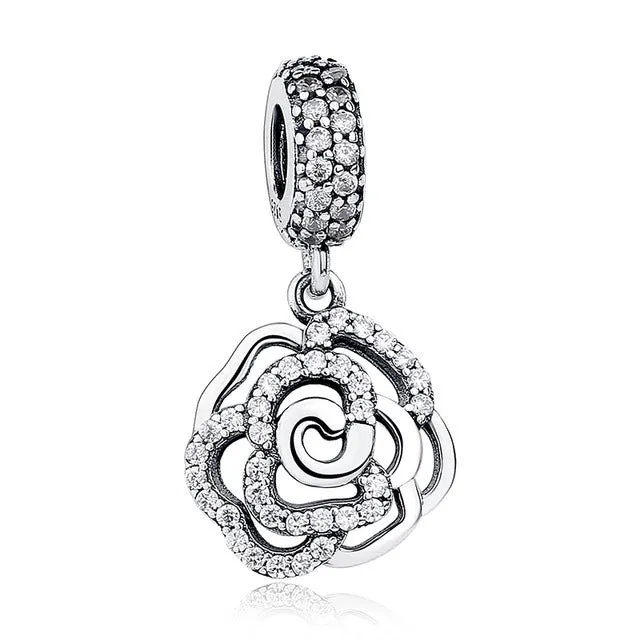 Original 925 Sterling Silver Radiant Orchid Snowflake MOM Daisy Pendant Beads Fit  Charm Bracelet Jewelry Accessories